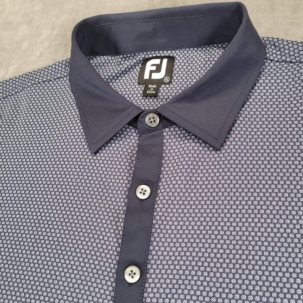 FootJoy Mens XL Navy‎ Blue Geometric Print Short Sleeve Golf Polo Shirt